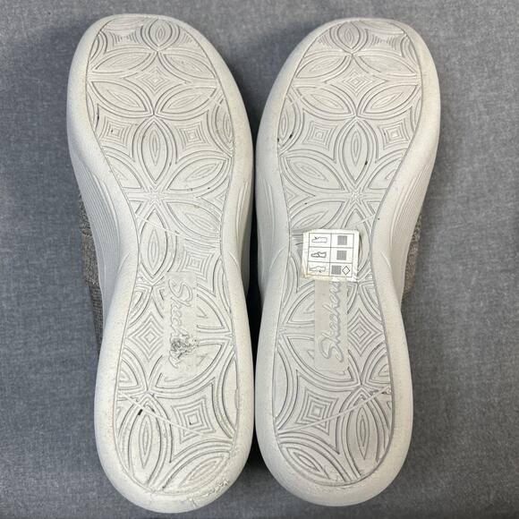 Womens 9 Skechers Pier-Lite Wow Factor Taupe Knit Shoes Loafer Wedge Stretch - Picture 6 of 7